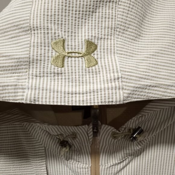 UNDER ARMOUR BEIGE|WHITE STRIPE ANORAK WITH HOOD MEN SIZE XXL - Picture 7 of 9